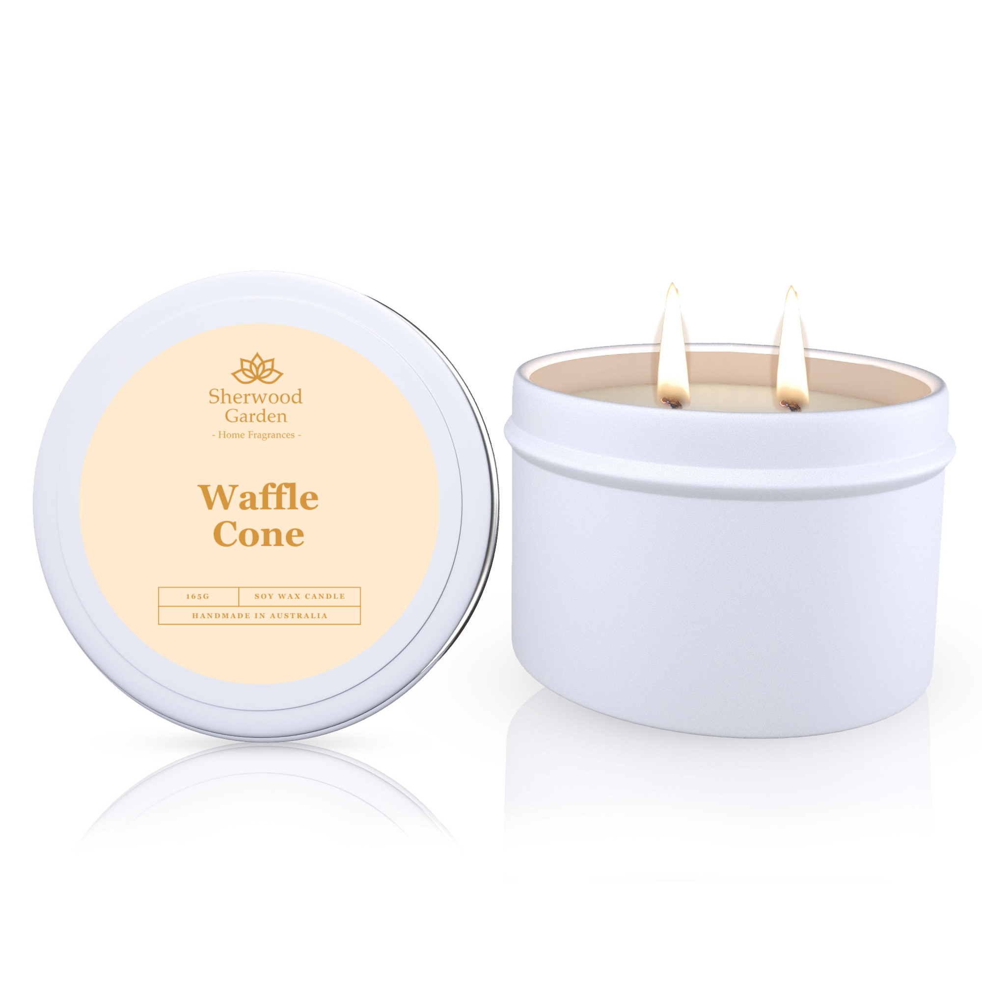 V1108-SGHFSWCT165-WC-202509170830-00 Waffle Cone Soy Candle Tin 165g - Image 1