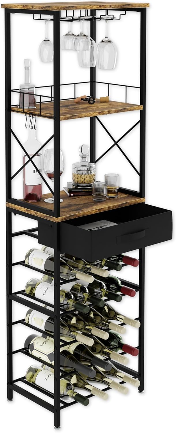 V178-36134-202507301404-00 CARLA HOME Freestanding Wine Rack for 20 Bottles with Wood Countertop and Sturdy Metal Frame - Image 1