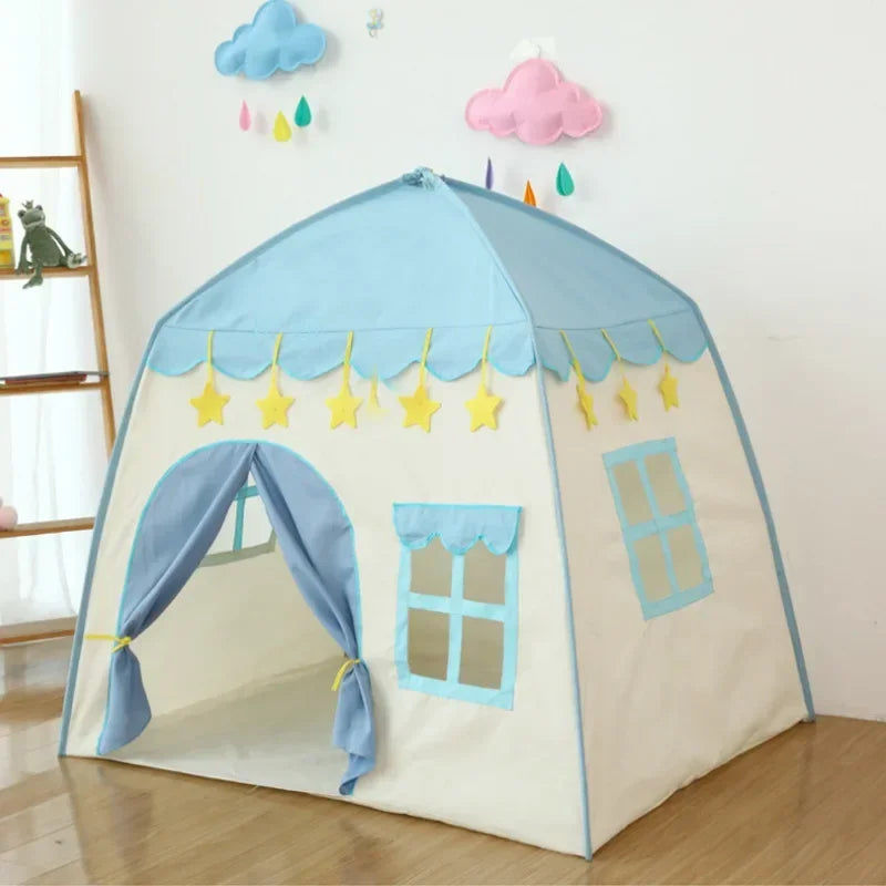 V178-62182-202508050845-00 130CM Portable Kids Castle Tent Large Blue - Image 1