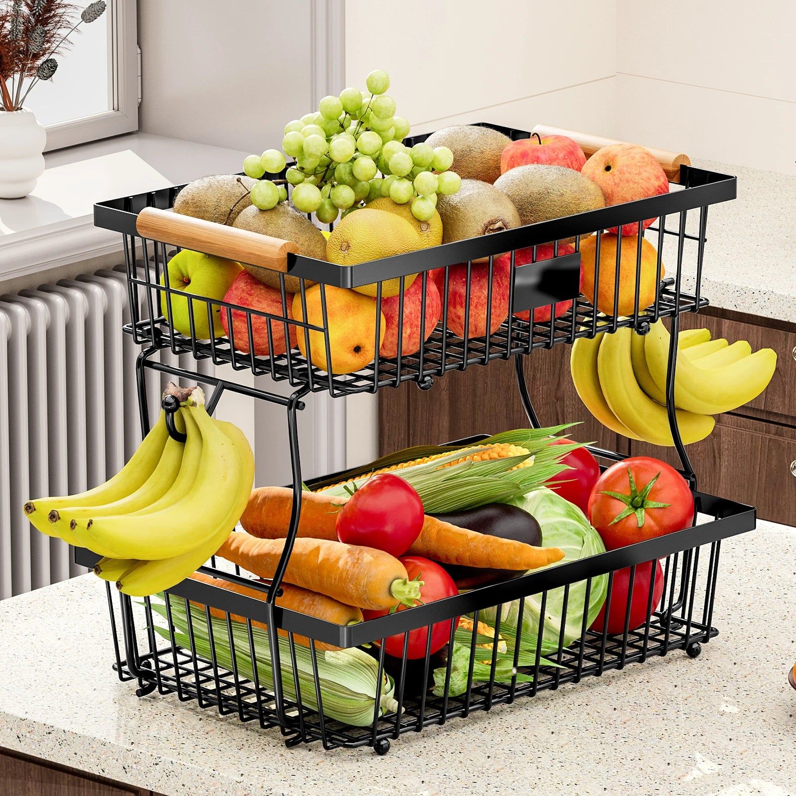 V178-62254-202508050930-00 2-Tier Metal Fruit Vegetable Storage Basket - Image 1