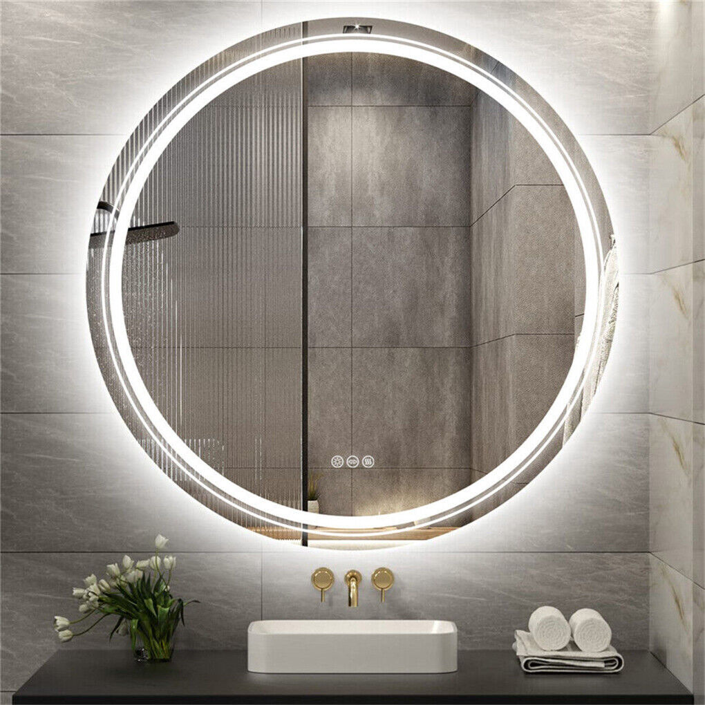 V178-66749-202508051010-00 80cm LED Bathroom Mirror Anti-fog Circle Backlit HD - Image 1