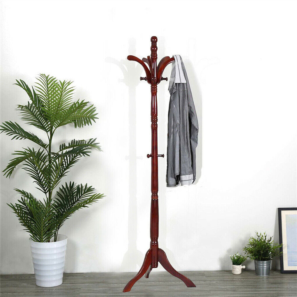 V178-66759-202508051010-00 Birch Wood Coat Rack Stand Adjustable Hall Tree Entryway - Image 1