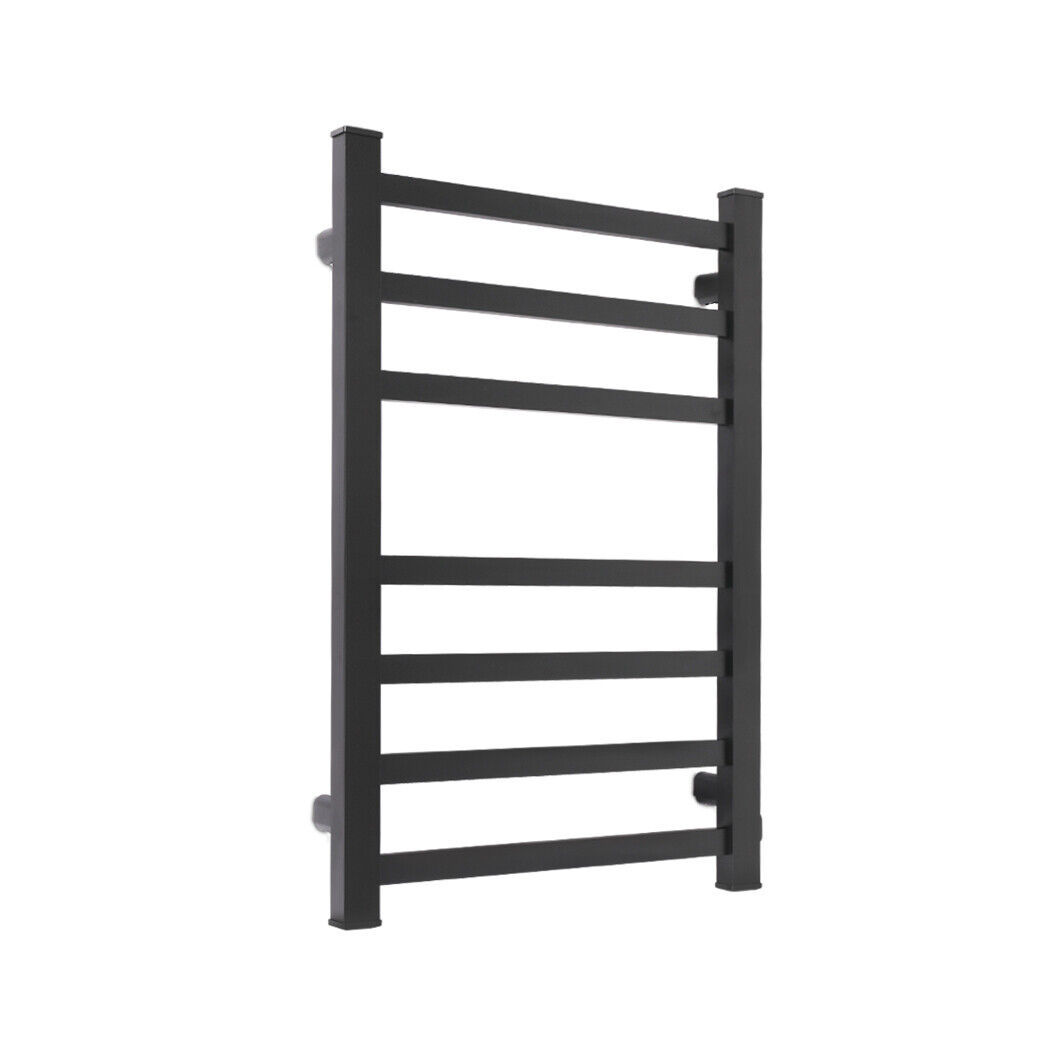 V178-66800-202508051030-00 Aluminium Heated Towel Rail 7-Bar Electric Warmer Black - Image 1