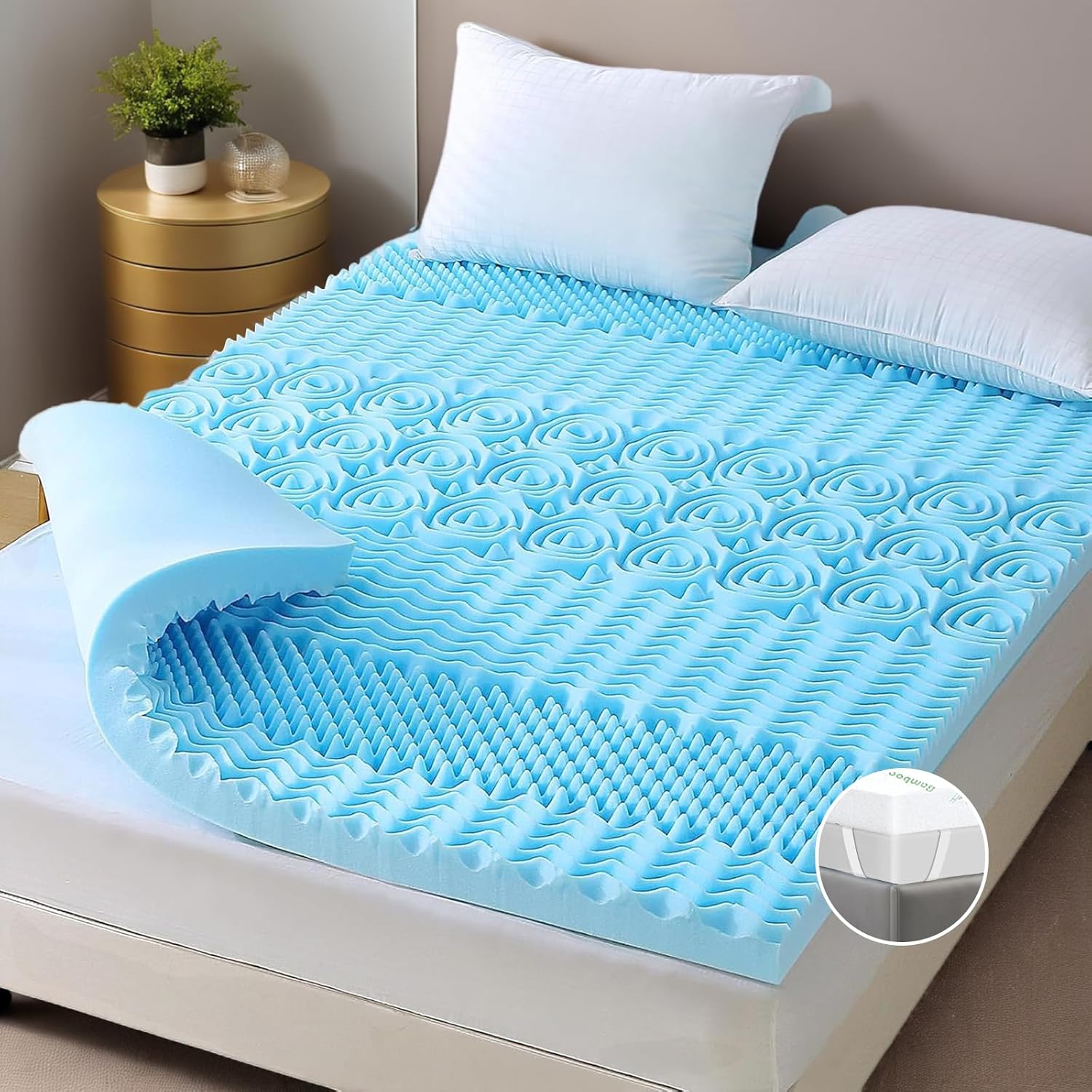 V178-66887-202508050845-00 King Single Bamboo Memory Foam Mattress Topper 7-Zone 8cm - Image 1