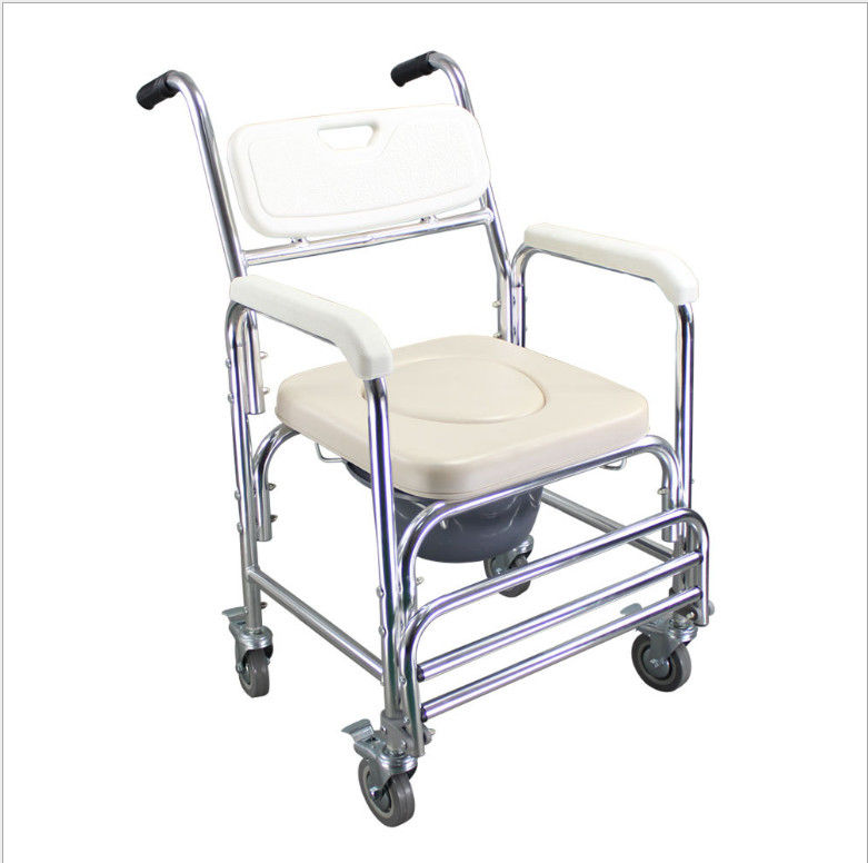 V178-66964-202508050935-00 Aluminum Bedside Commode Chair 200kg Mobile Shower Toilet Wheelchair - Image 1