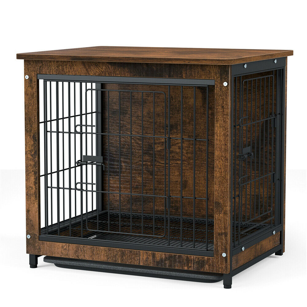 V178-66971-202508050935-00 Small Wooden Dog Crate Indoor Kennel 63x51x59cm End Table Nightstand - Image 1