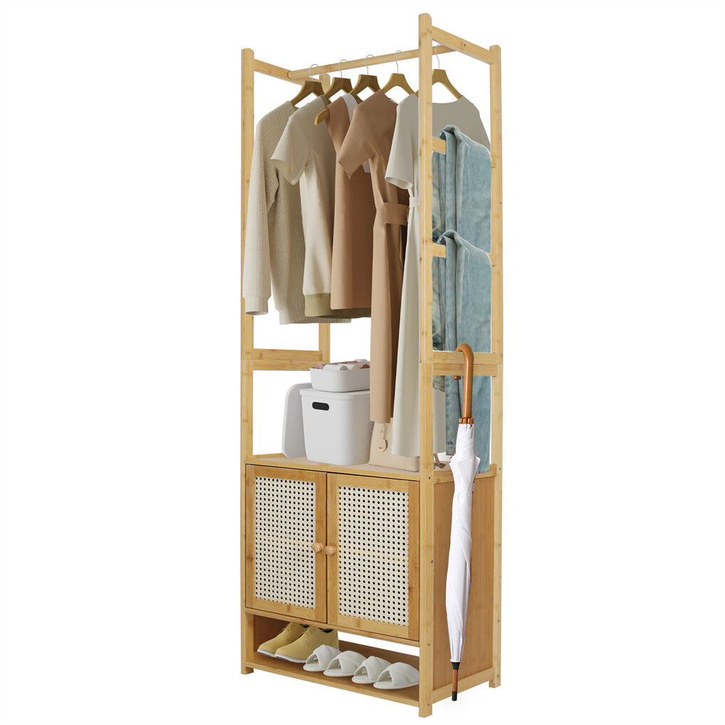 V178-67002-202508050953-00 Bamboo Clothes Rack Coat Stand 168cm High Polish 53cm Length - Image 1