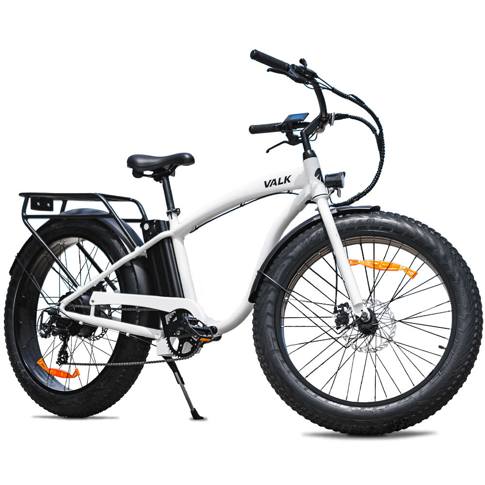 V219-BIKEMBVAF5WA-202507071035-00 VALK Electric Fat Tyre Cruiser Bike, eBike with Throttle, White - Image 1