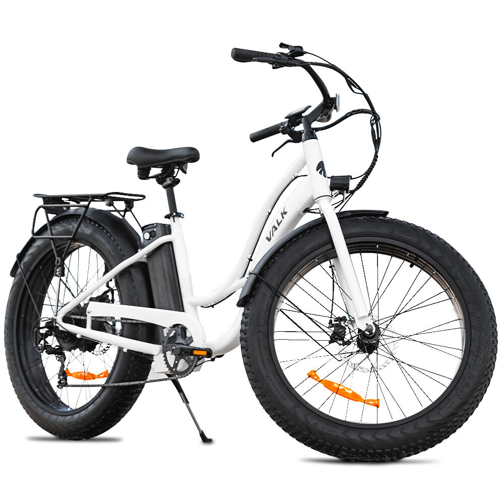 V219-BIKFATVAF5WA-202509191440-00 VALK Electric Fat Tyre Cruiser Bike, Step-Through eBike with Throttle, Tektro Hydraulic Brakes, White - Image 1