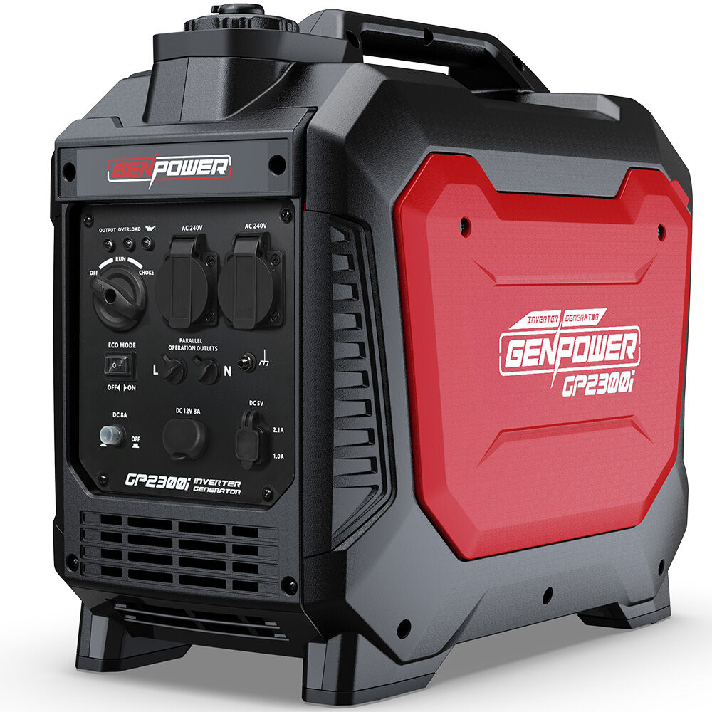 V219-GENPTRGN23SA-202507151046-00 GENPOWER 2.3kW Peak 1.8kW Inverter Generator, 2x15A, 12V, USB, Portable, Petrol, Camping, Home Backup - Image 1