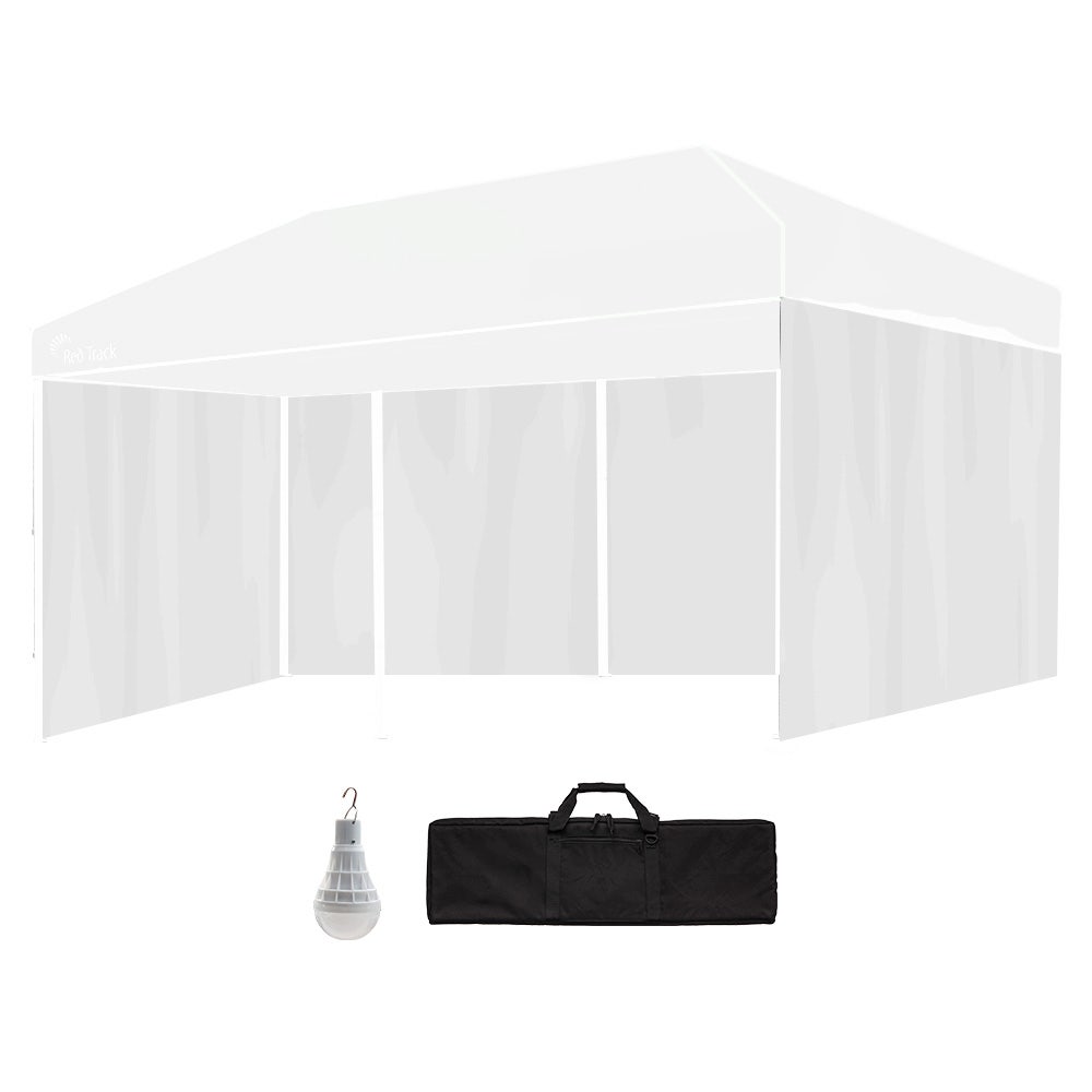 V219-OTDGPKACCA6WT-202508111516-00 RED TRACK Accessory Pack for 6x3m White Gazebo, includes Walls, Wheeled Carry Bag, Rechargeable USB Lamp - Image 1
