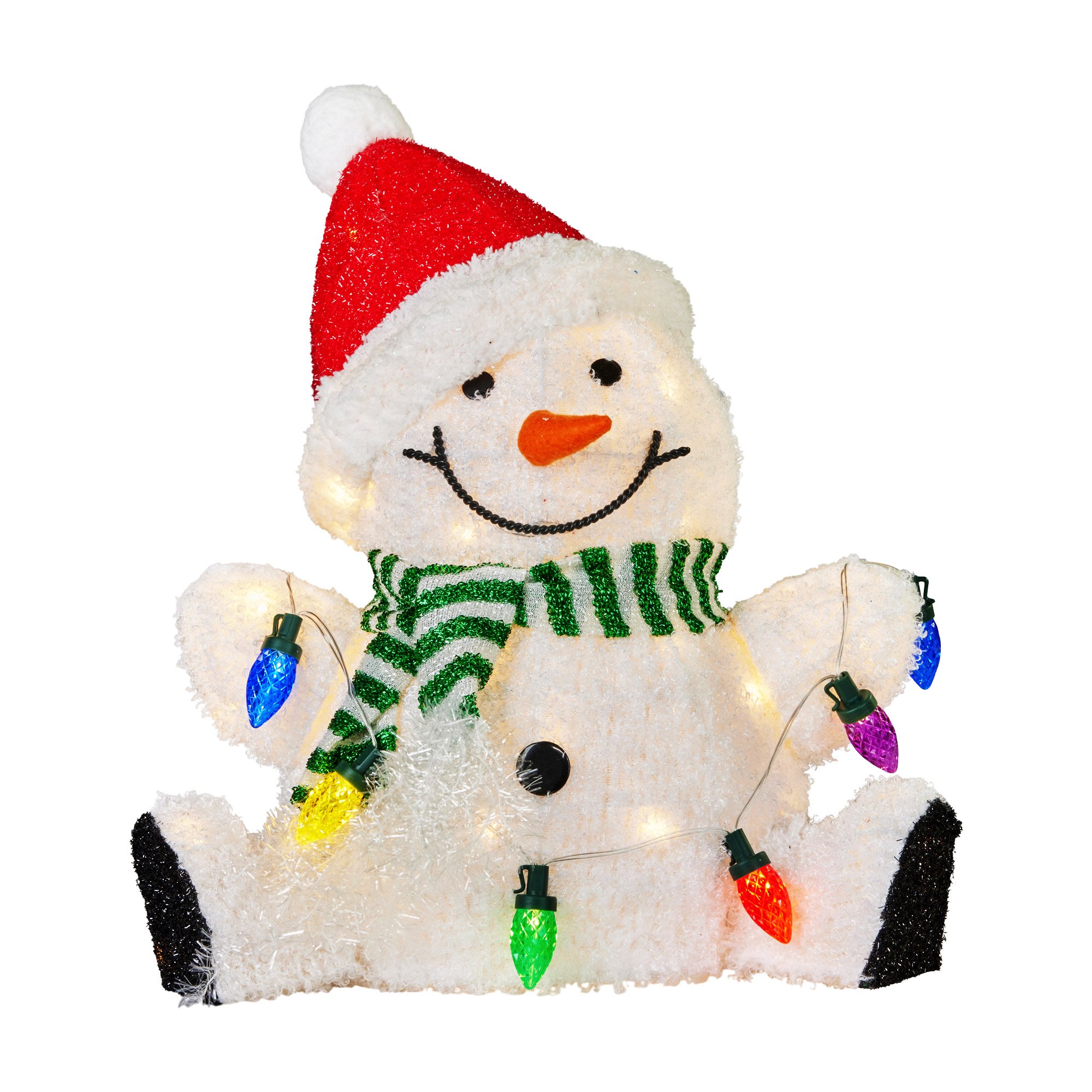 V240-112_MHA504-202509090840-00 Christabelle Sitting Christmas Snowman Display With Lights - 40cm - Image 1