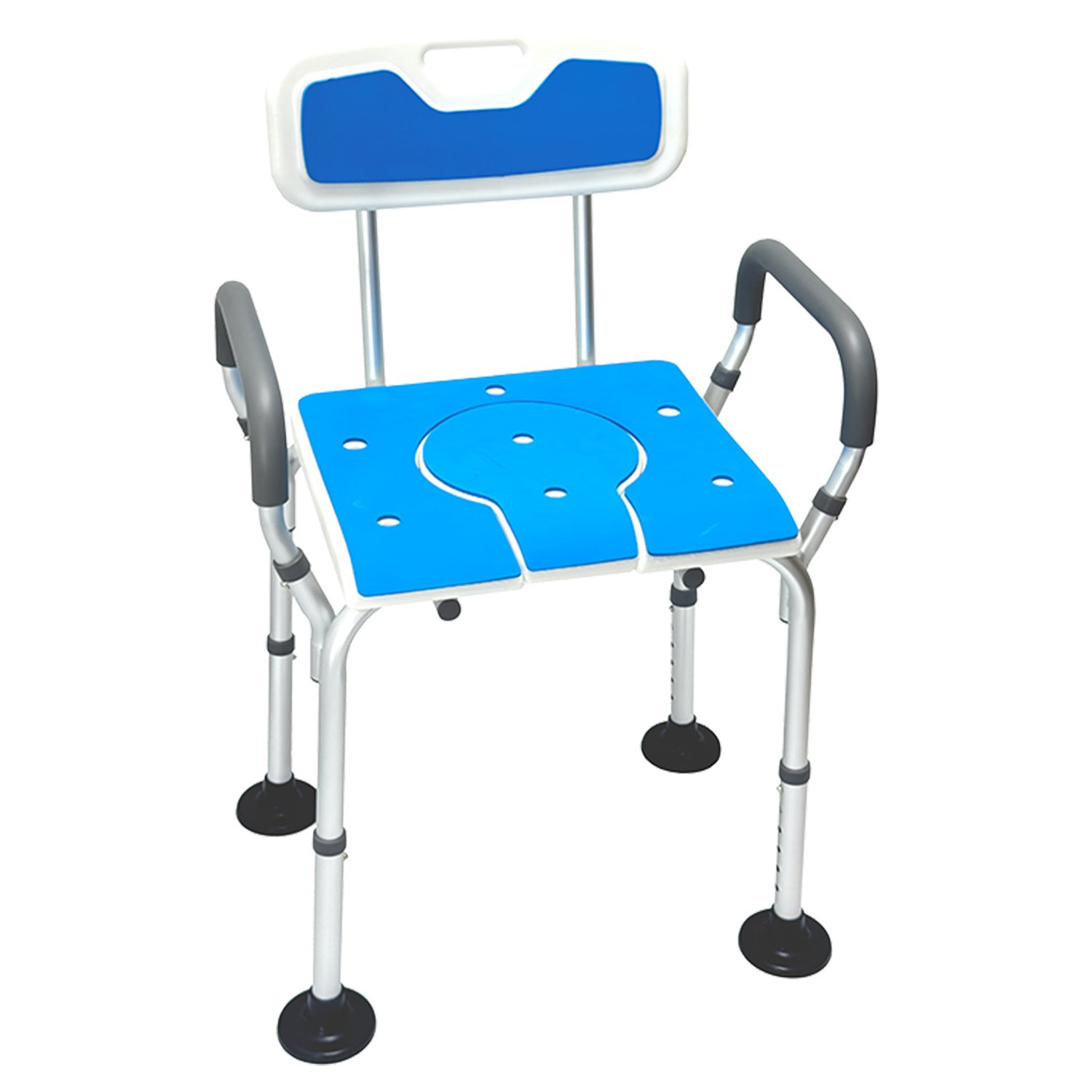 V240-SHC-MAS-ALU-17L-202509090835-00 Orthonica Height-Adjustable Aluminium Commode Shower Chair with Armrests Backrest Armrests Soft Stool Seat Aid - Image 1