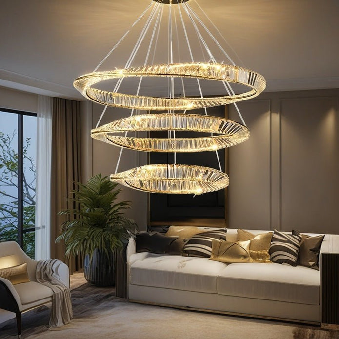 V255-BAM-C33423-GOLD-202509221025-00 BAMDECOR C3342/3 Modern Crystal Chandeliers Lighting Fixtures Contemporary Wave Chandelier Lighting Fixtures Crystal Pendant Ceiling Lights for Living Room (Gold) - Image 1