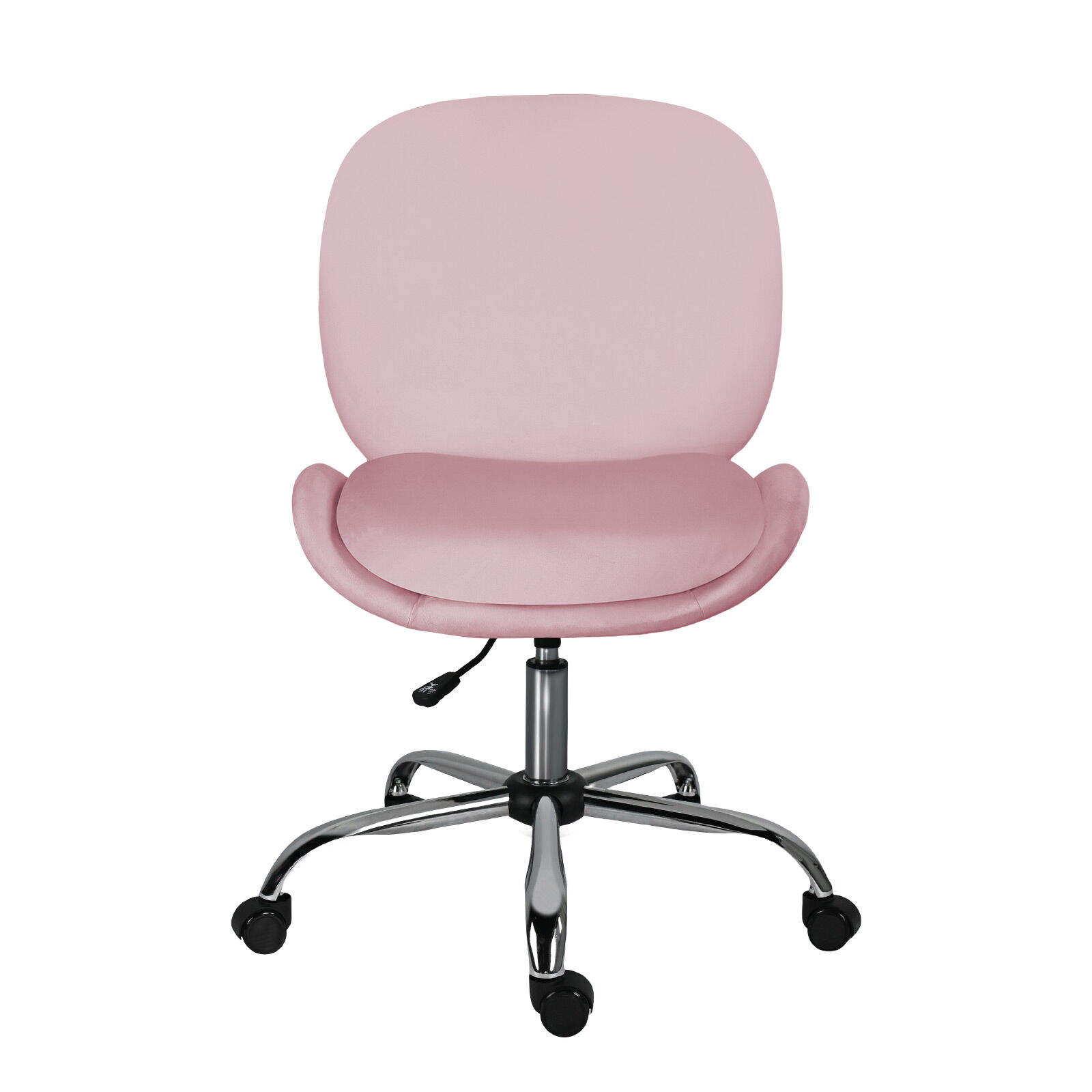 V274-FT-VOC-003SL-PK-202509231341-00 Office Desk Chair - Velvet Armless Swivel Study Seat OVOID PINK - Image 1