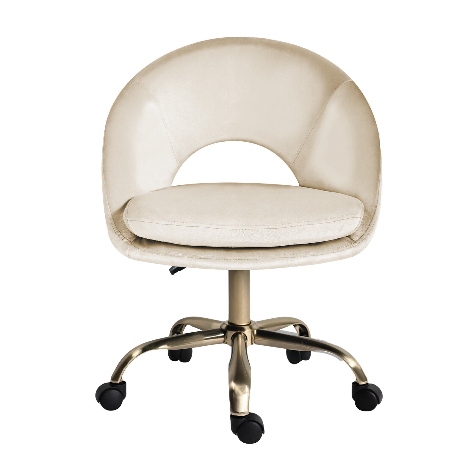 V274-FT-VOC-004GD-CR-202509231340-00 Office Desk Chair - Velvet Home Office Swivel Computer Seat COVE CREAM - Image 1
