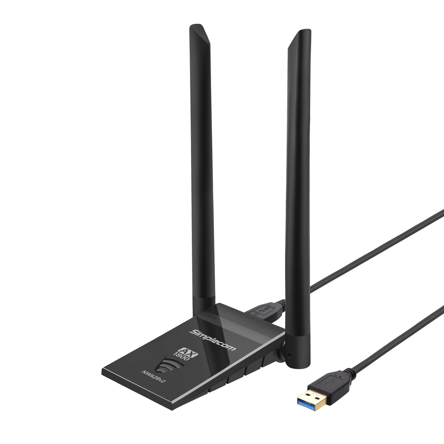 V28-SIMNW628V2-202507081120-00 Simplecom NW628v2 AX1800 Dual Band WiFi 6 USB Adapter with 2x 5dBi High Gain Antennas - Image 1