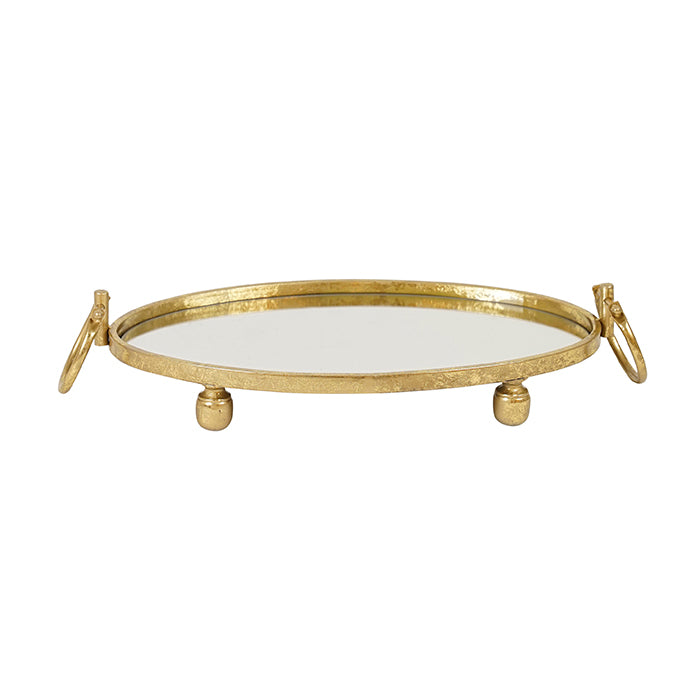 V292-HD-TR-ELI-M-OVAL-GOLD-202509041440-00 Eliza Mirror Tray with Handles - Oval - Gold - Image 1