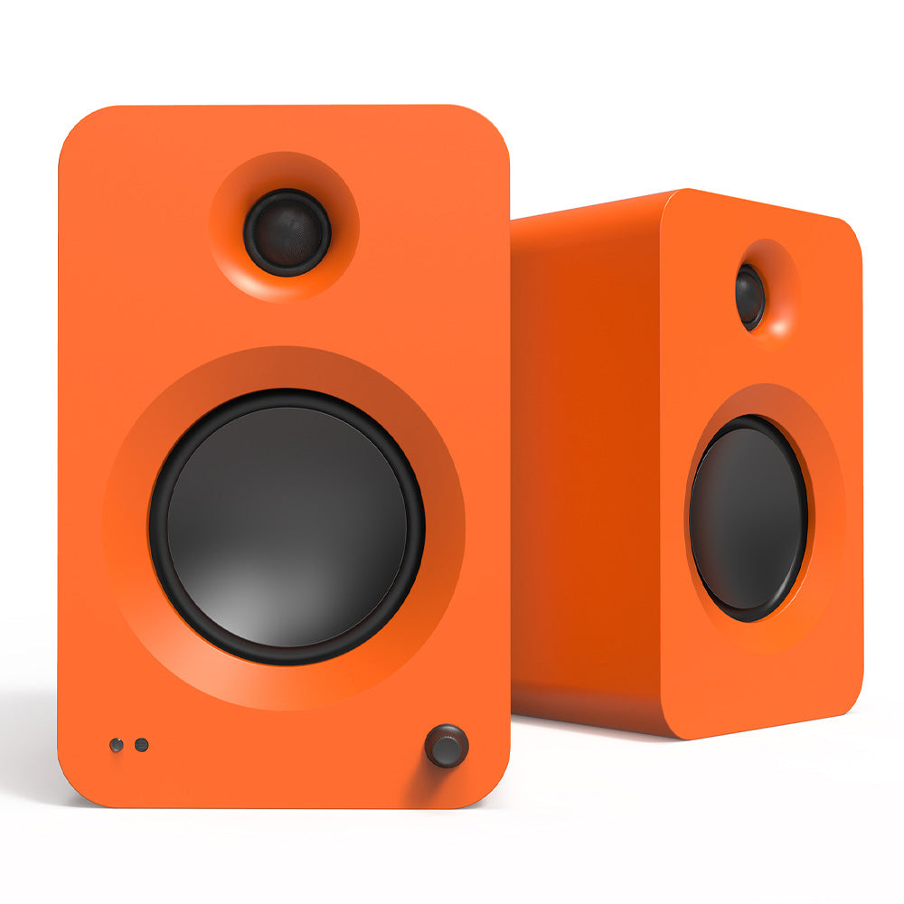 V398-KO-RENMO-I-202508041415-00 Kanto REN 200W Powered Bookshelf Speakers with HDMI ARC, USB-C, and Bluetooth 5.3 - Matte Orange, Pair - Image 1