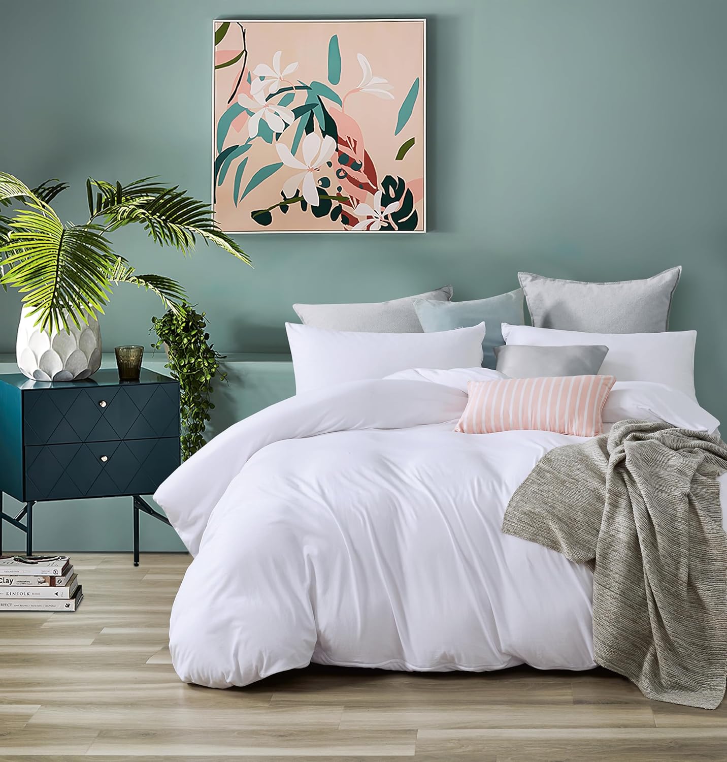 V439-SKQSWHITEJ2-202508150855-00 100% Jersey Cotton Quilt Cover Set - White - Super King - Image 1