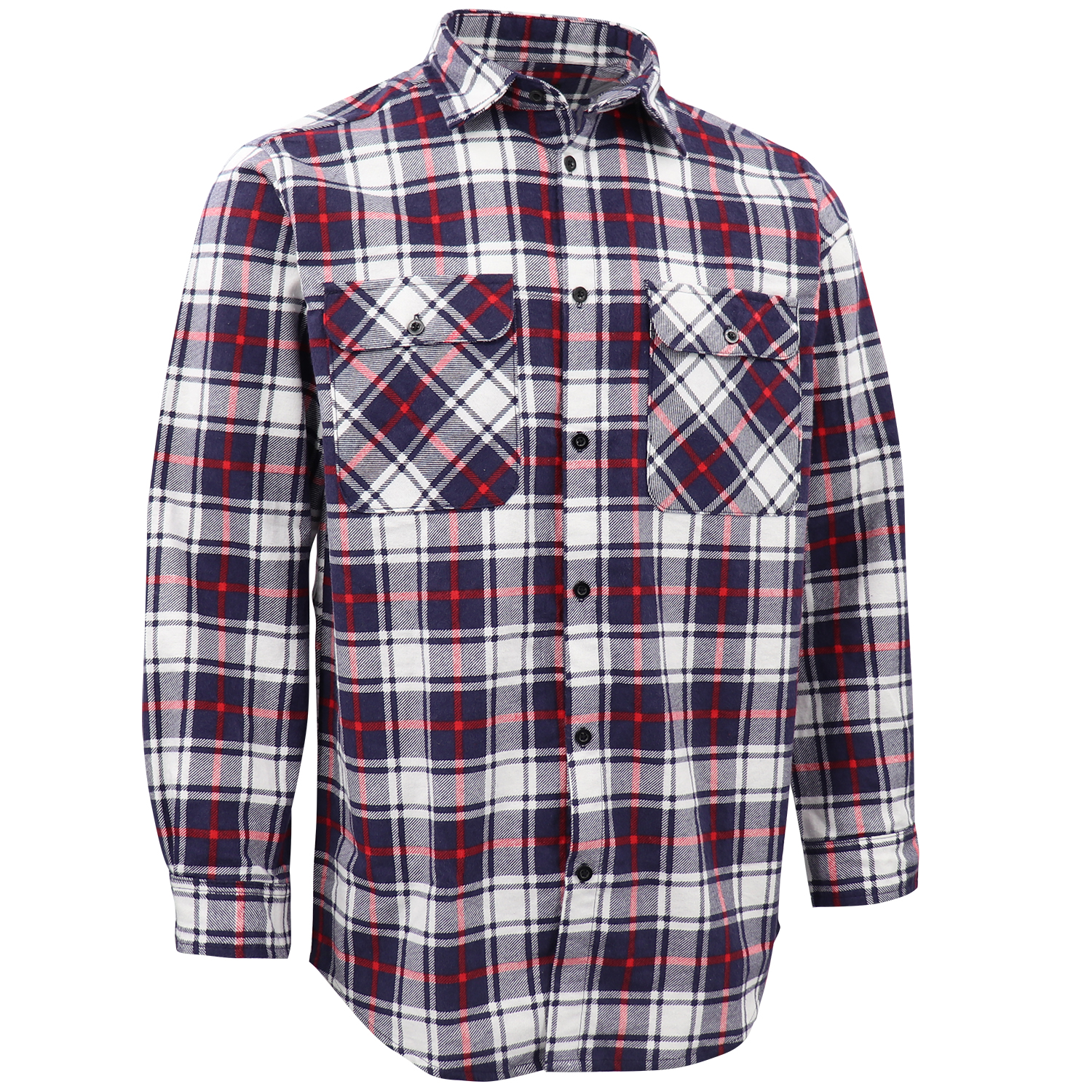 V474-666568-202507050120-00 Men's 100% Cotton Flannelette Shirt Long Sleeve Plaid Check Flannel w Pockets, Snowfall Navy Plaid, 3XL - Image 1