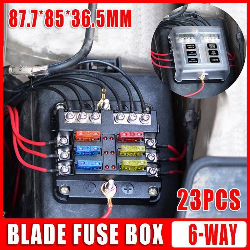 V528-6WAYFUSEBO-23PCS-973767-202509291545-00 23PC 6 Way Blade Fuse Box Block Holder Indicator LED Light 12V/32V Car Marine - Image 1
