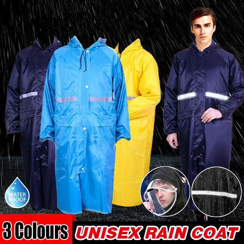V528-9360101057473-202510010700-00 Men's Overalls Waterproof Raincoat Lightweight Work Hooded Long Coats RAIN COAT XL Size - Yellow - Image 1