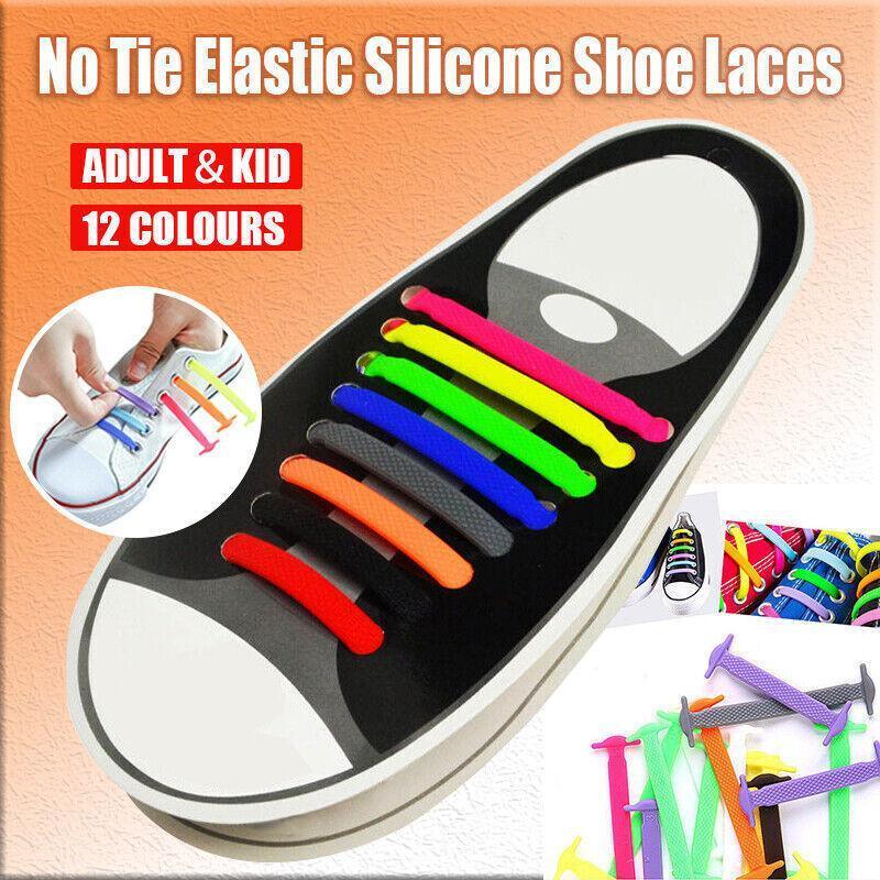 V528-9360101063931-202509301454-00 No Tie Elastic Silicone Shoe Laces 16PCS Shoelaces for Sneakers and Runners - Black 16PCS - Image 1