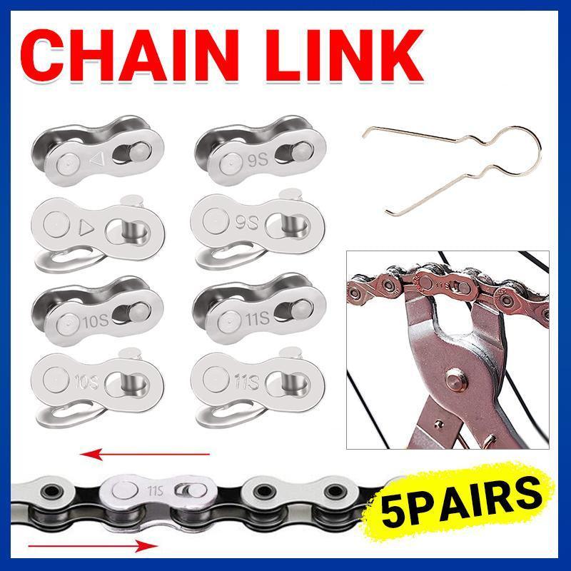V528-9360312070162-202510010027-00 6/7/8/9/10/11 Speed 5 Pairs Bike Chain Master Link Connector QR + Simple Tool - 11 Speed Chain Link - Image 1