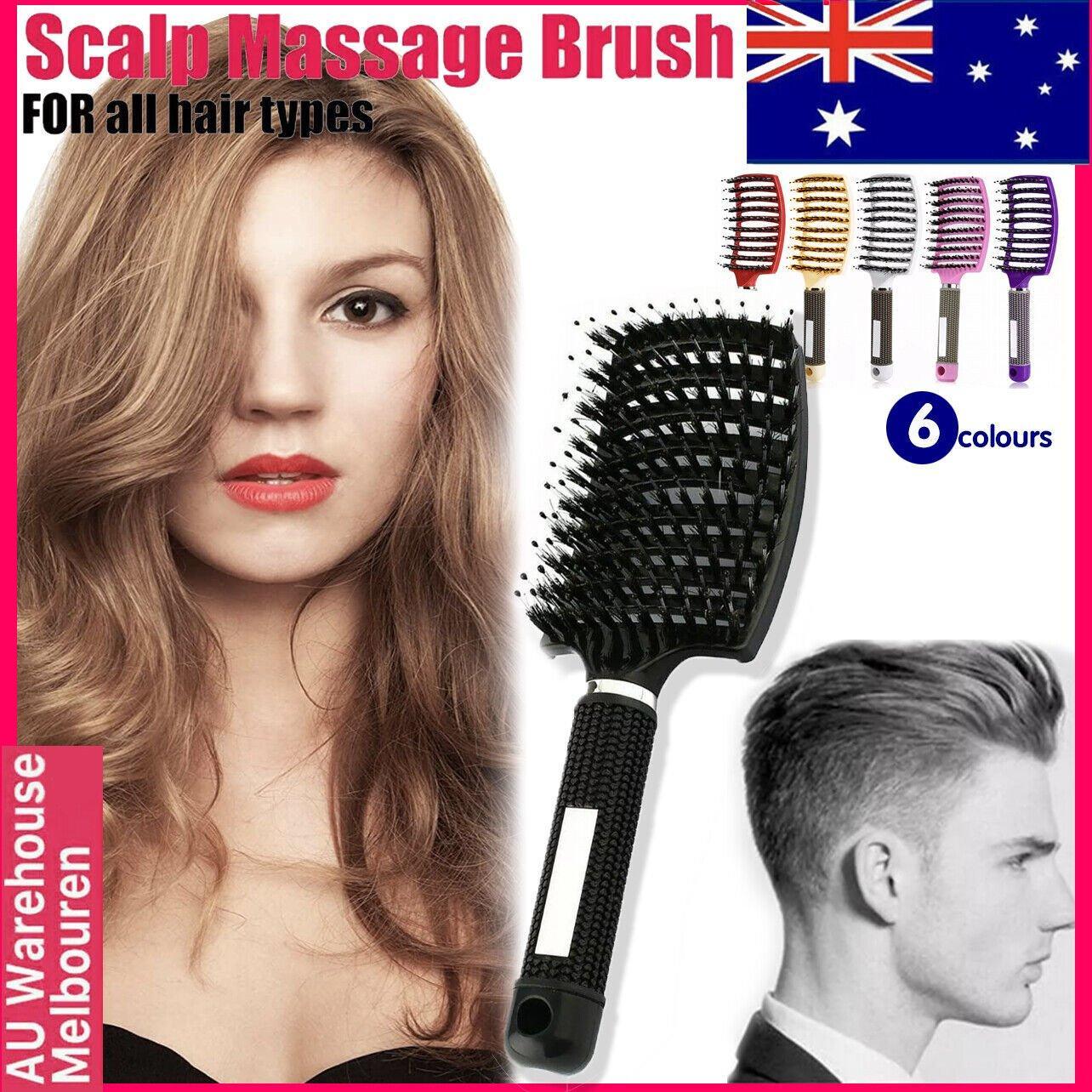 V528-9360312073798-202509301327-00 Detangle Nylon Boar Bristle Brush Hairbrush Smooth Hair Head Scalp Massage Comb - Purple *1 Unit - Image 1