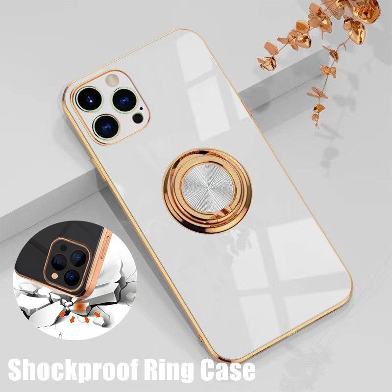 V528-9360312109633-202509302327-00 White Luxury Shockproof Silicone Ring Case Stand Cover for iPhone 14 13 12 Pro Max - iPhone XR - Image 1