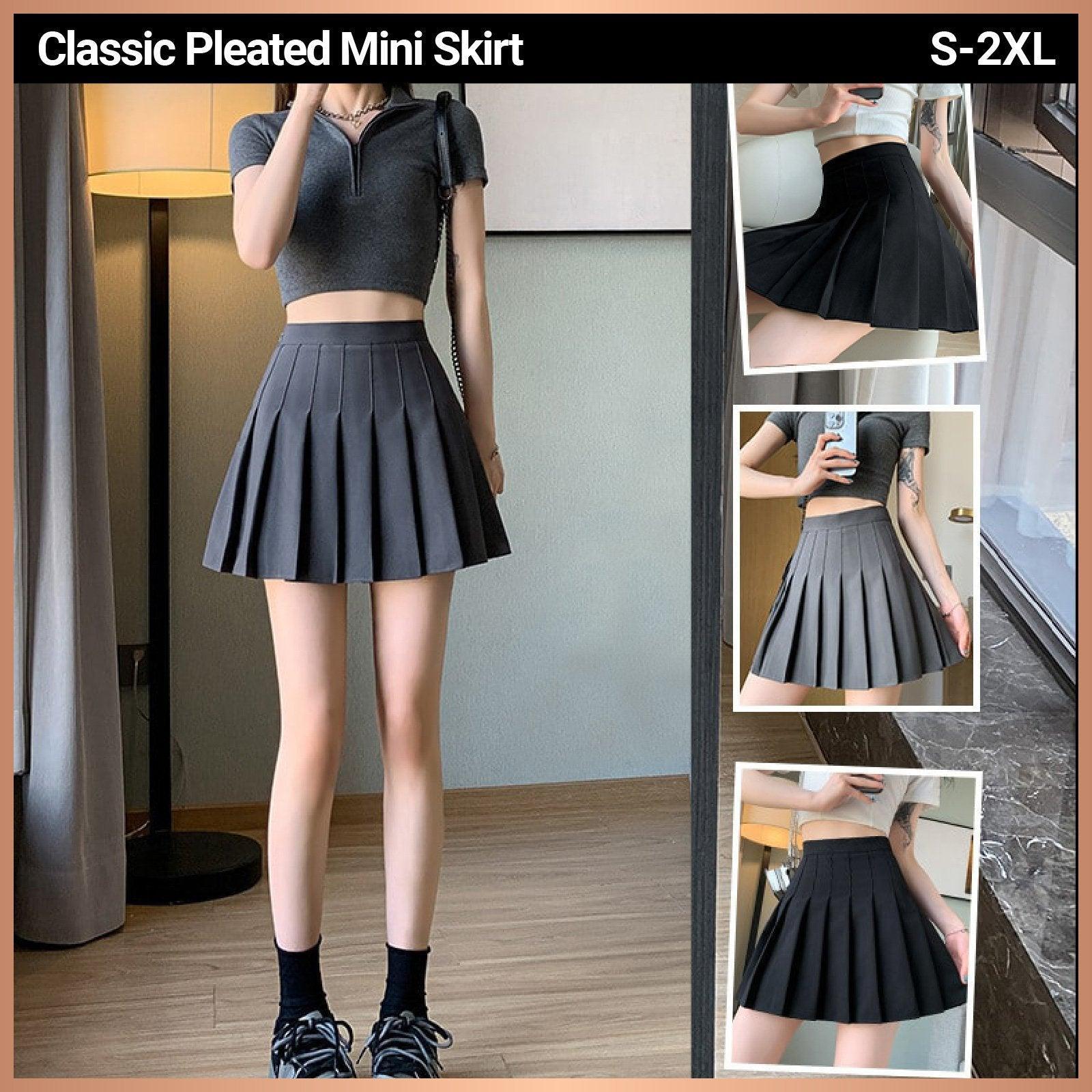 V528-A-LINE-SKIRT-BLACK-S-546960-202510010945-00 Black Women High Waist Pleated Tennis Skirt Summer Slimming - S - Image 1