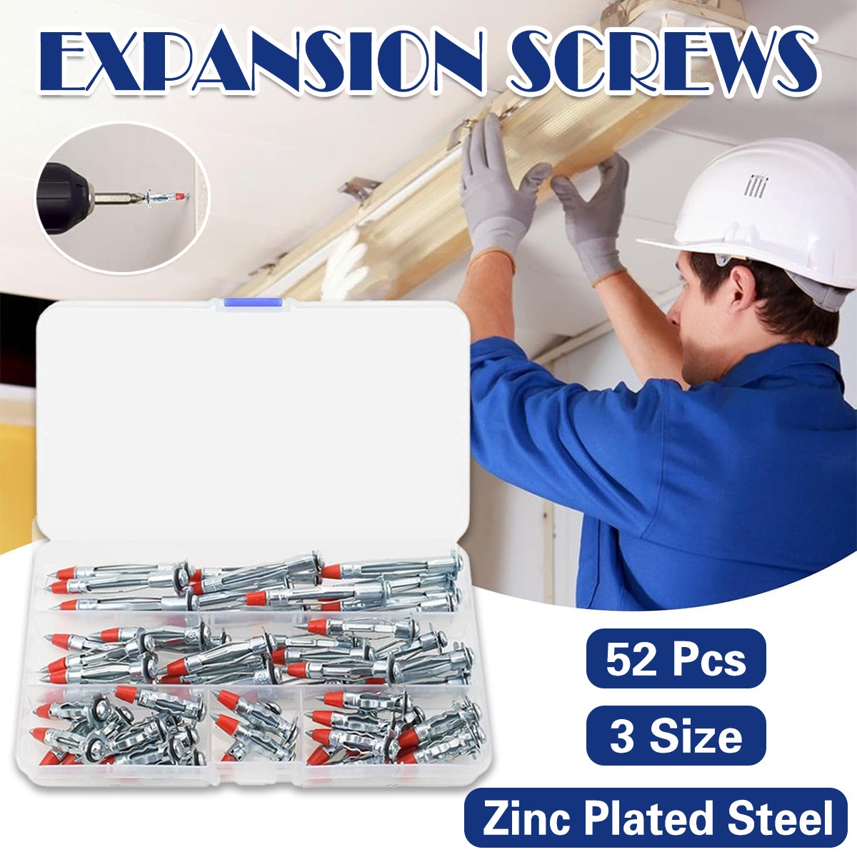 V528-ANCHOR-SCREW-52IN1-972226-202509251611-00 52PCS Galvanized Steel Wall Anchors Expansion Screws Self Tapping Bolts - Image 1