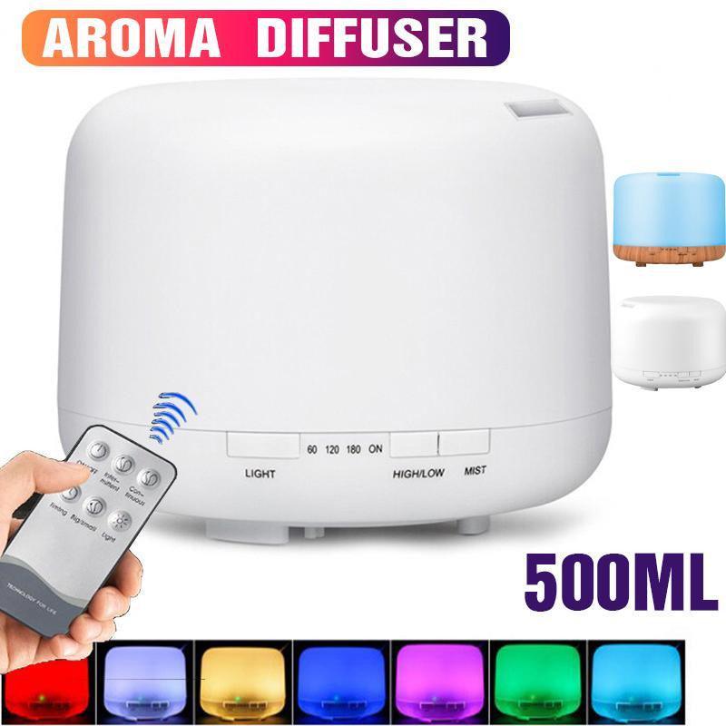 V528-AROMATHERAPYHUMIDIFIER-WHITE-581757-202510010427-00 500ML Aroma Aromatherapy Diffuser LED Oil Ultrasonic Air Humidifier Purifier - White - Image 1