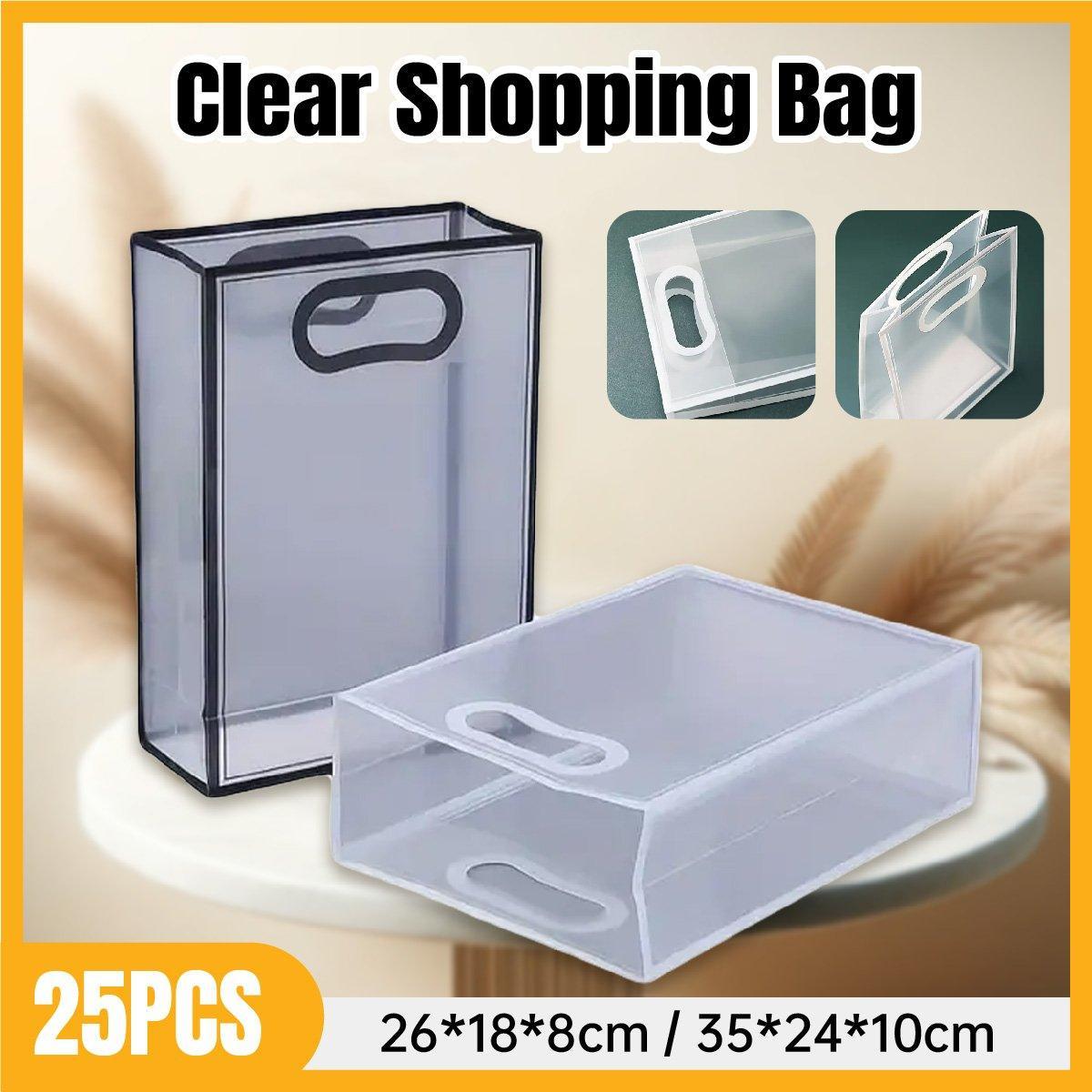 V528-BAG-BLACK-26-18-8-25PCS-497451-202510010509-00 25pcs Transparent PVC Handbag for Wedding Festival Candy Gift Packaging Bag - Black-26*18*8cm - Image 1