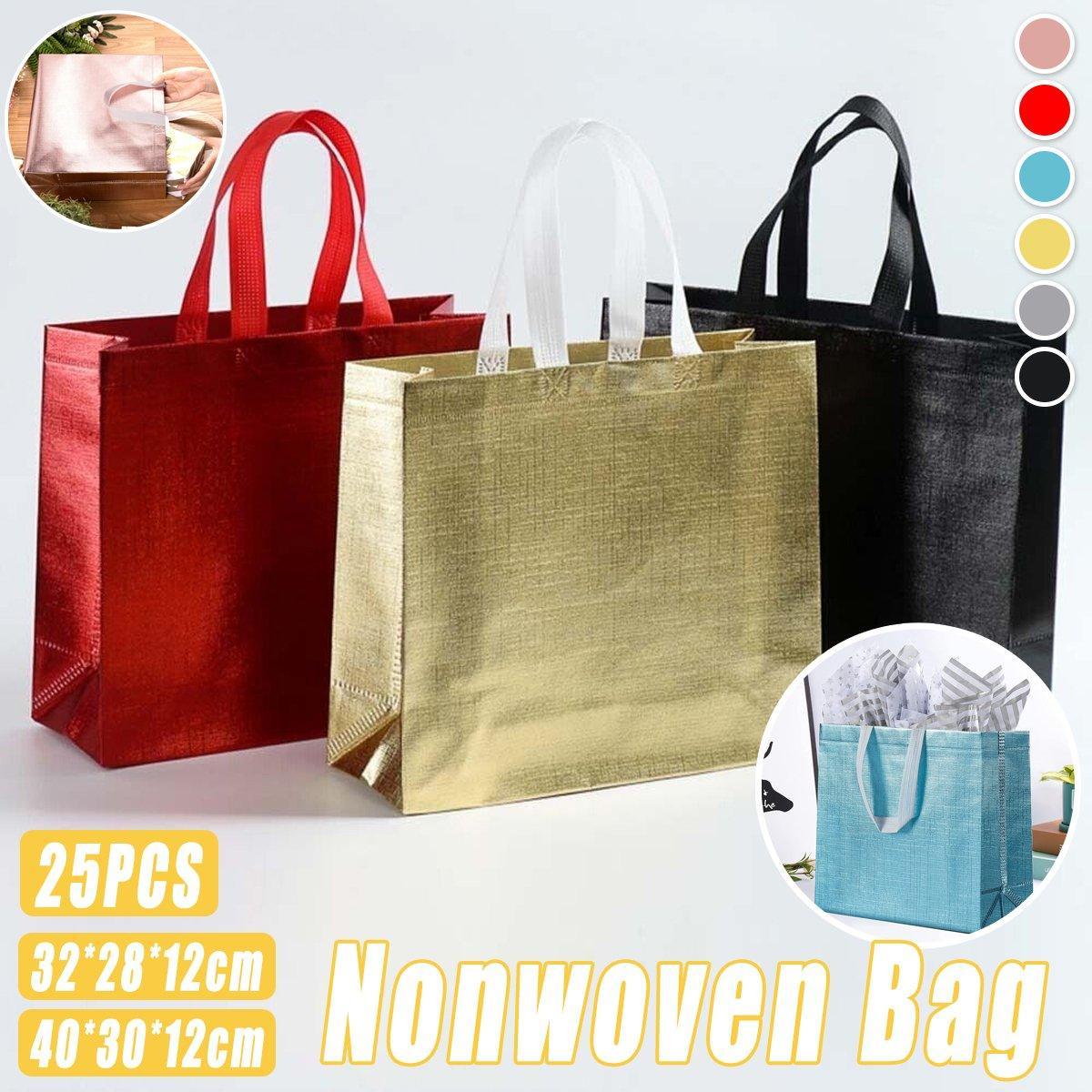 V528-BAG-BLACK-40-30-12-751529-202510010437-00 25PCS Embossed Non-Woven Tote Bag Fashion Shopping Gift Packaging Bag - Black-40*30*12cm - Image 1