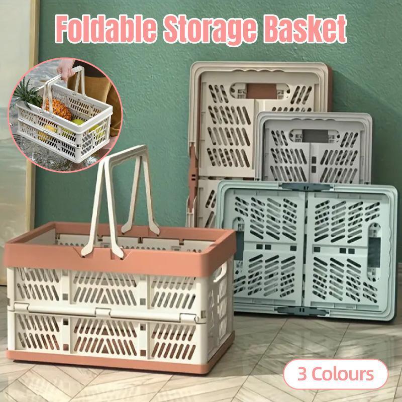 V528-BASKET-GREY-732234-202509301854-00 Foldable Portable Picnic Basket Lightweight Storage Basket for Outdoor Use - Grey - Image 1