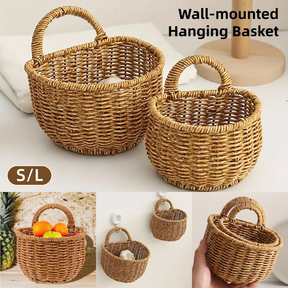 V528-BASKET-LARGE-477528-202509291937-00 Imitation Rattan Woven Storage Basket Shelf Organizer Wash Rack for Home Decor - Large - Image 1