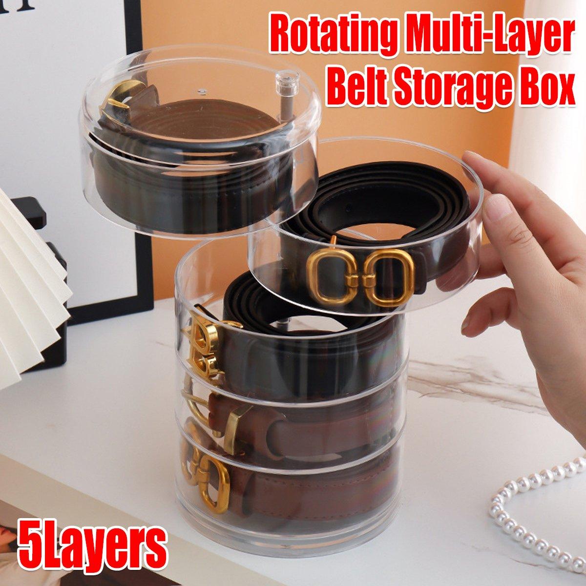 V528-BELT-STORAGE-5-530125-202509291618-00 5 Layer Rotating Storage Box Transparent Jewelry Organizer for Home Display - Image 1