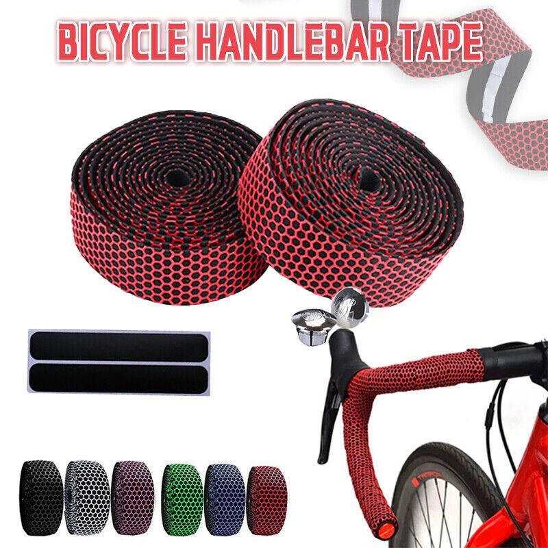 2X Thick Bicycle Handlebar Tape Bar Drop Wrap Mtb Road Bike Anti-Slip Punch - Red