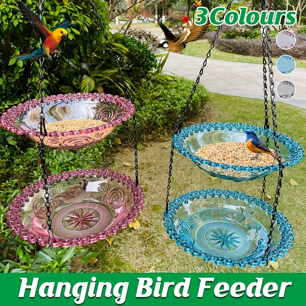V528-BIRD-FEEDER-2-GREY-312969-202509190936-00 Outdoor Hanging Bird Feeder Bath Garden Patio Decoration for Attracting Birds - Grey - Image 1