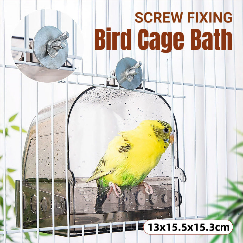 V528-BIRDS-GREY-498198-202509291827-00 Parrot Bath Box Grey Bird Cage Accessory Bathroom Bird Bathtub for Small Birds - Image 1