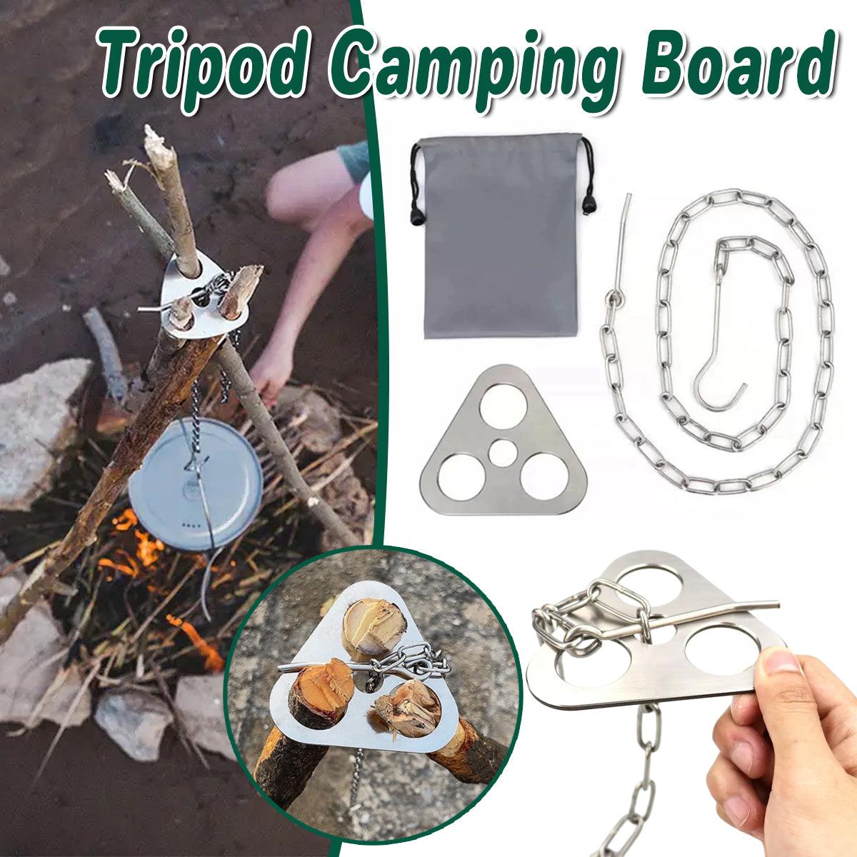 V528-BONFIRE-STAND-SILVER-196954-202509291454-00 Outdoor Bonfire Rack Hanging Pot Picnic Fire Stand Stainless Steel Portable Foldable Tripod - Image 1