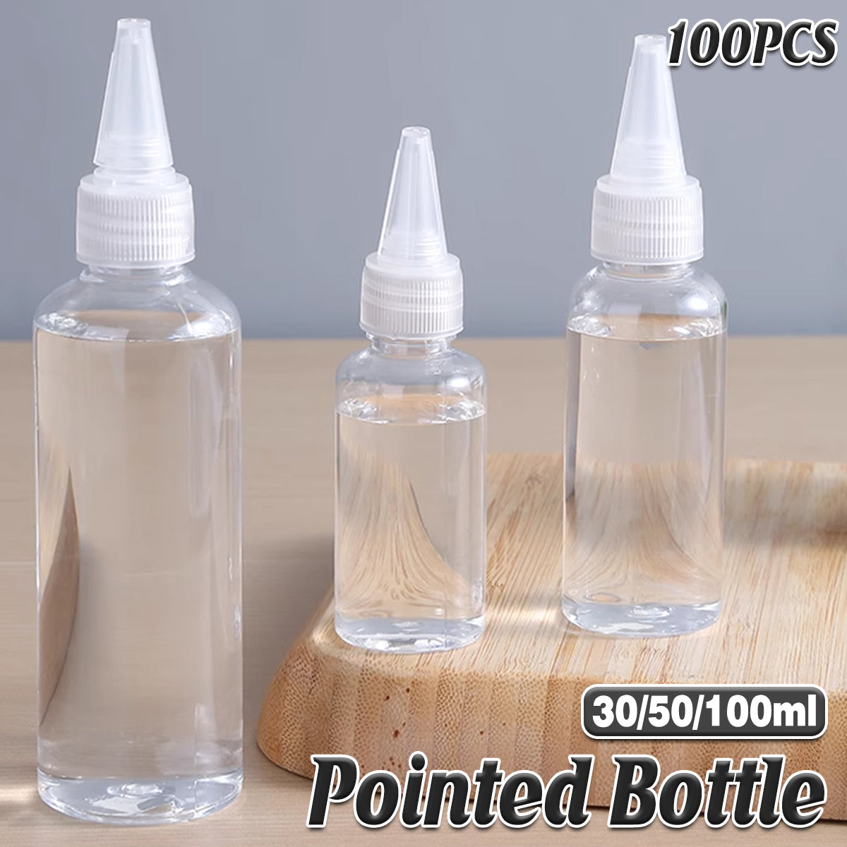 V528-BOTTLE-100PCS-100ML-890607-202510010109-00 100pcs Needle Tip Plastic Bottles Transparent Squeeze Dispensing Bottle DIY Tool - 100ml - Image 1