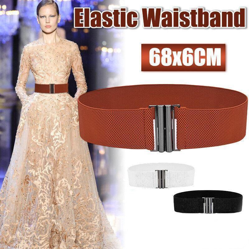 3Colours Waist Belt Elastic Waistband Stretch Women Dress Metal Buckle Cinch Au - White