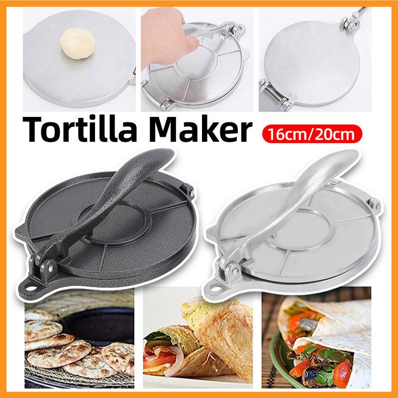 V528-CAKE-PRESS-SILVER-16CM-135799-202510010236-00 16/20cm Premium Tortilla Press Flat Bread Maker Taco Roti Chapati Health Food - Silver-16cm - Image 1