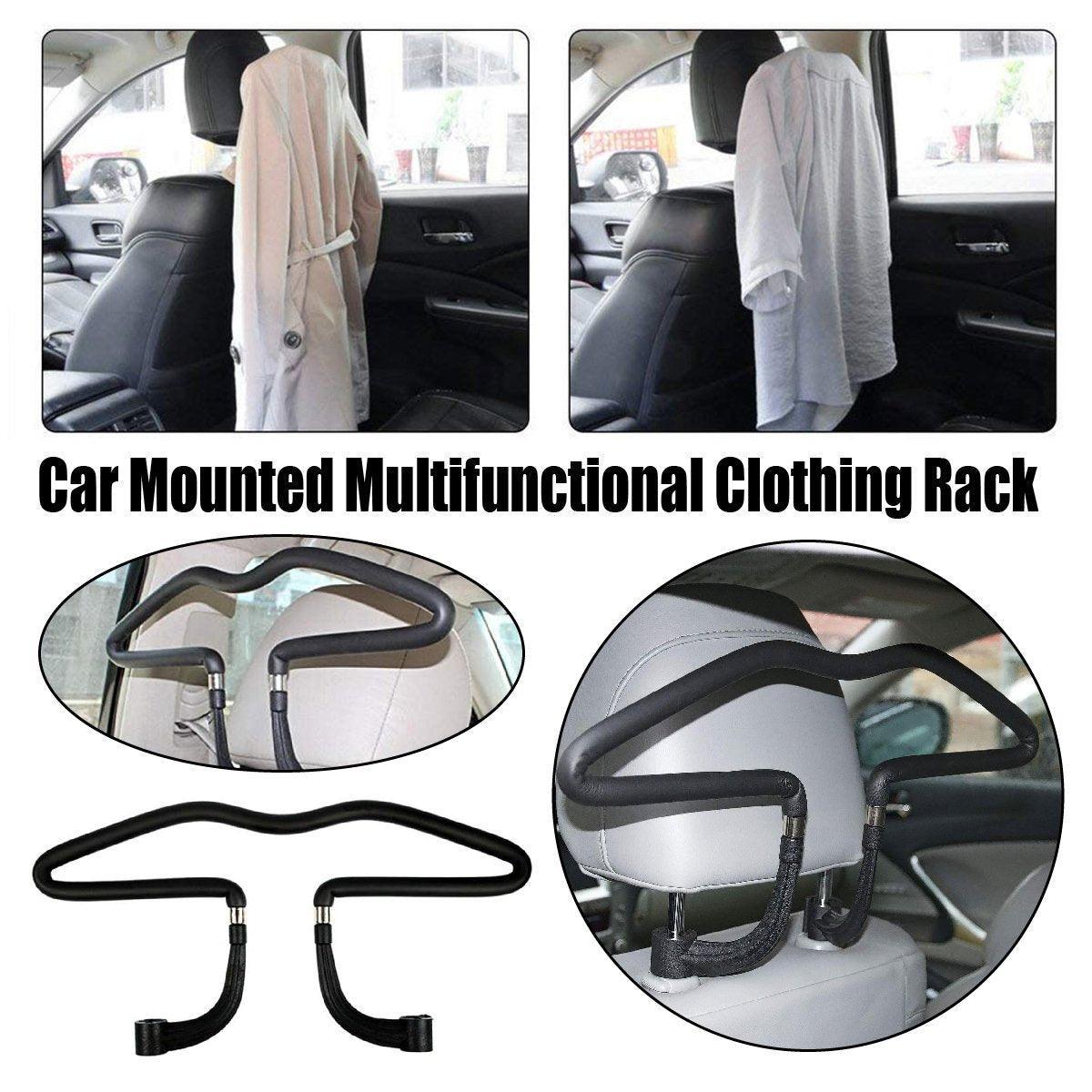 V528-CAR-SEAT-HANGER-BLACK-521704-202509250926-00 Vehicle Headrest Clothes Hanger PU Leather Suit Rack for Back Seat Storage - Image 1