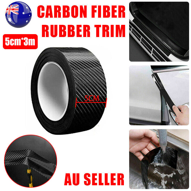 V528-CARDOORSTRIP-5CM-3M-148888-202509251410-00 Cardoor Sill Protector Strip Carbon Fiber Bumper Sticker Rubber Trim Edge 5Cm*3M - Image 1