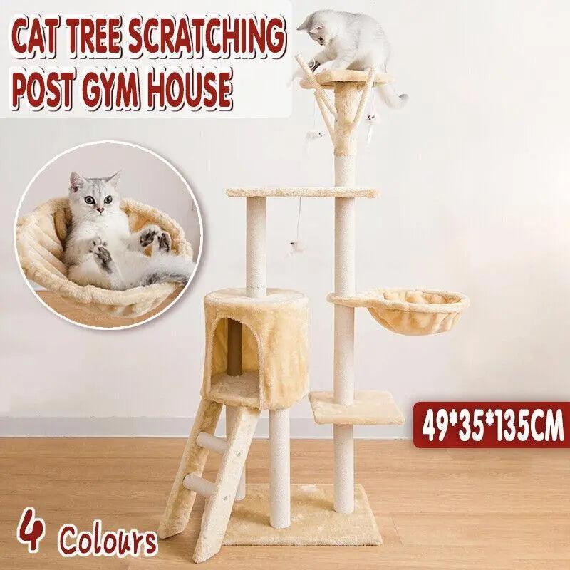V528-CATCLIMBINGFRAME-CATPAW-83183-202510011136-00 Cat Tree Scratching Post Gym House Condo Scratcher Furniture Tower - Grey-Black - Image 1