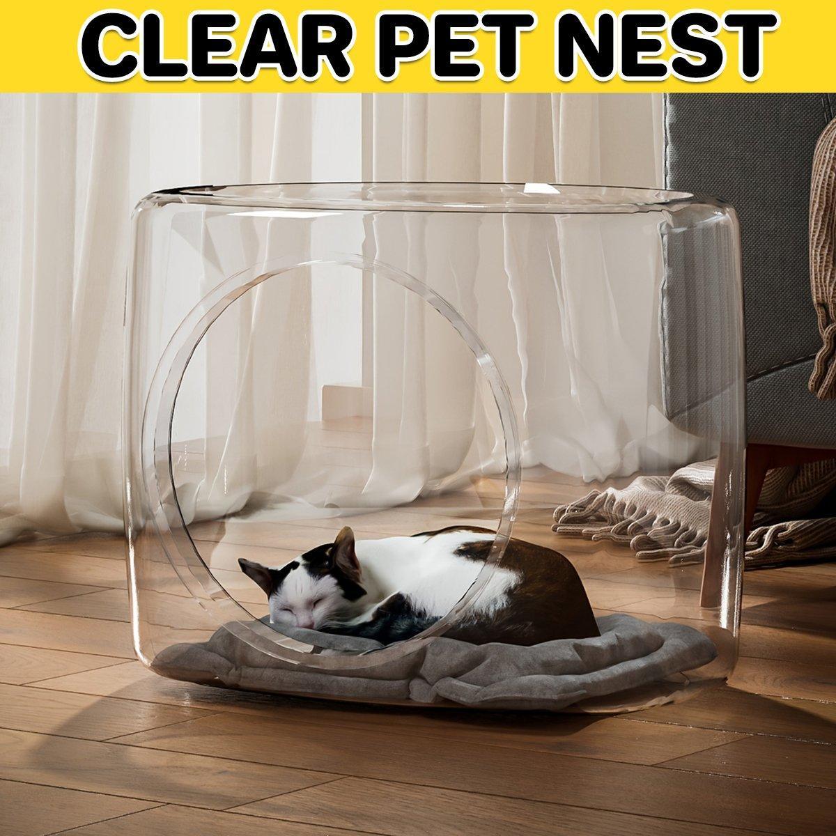 V528-CATTERY-LUCENCY-302693-202509291754-00 Transparent Capsule Cat Litter Box Semi Enclosed Cat House for Indoor Use - Image 1